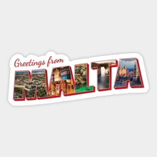 Greetings from Malta Vintage style retro souvenir Sticker